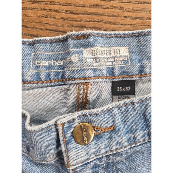 Carhartt Relaxed Fit Jeans Mens Size 36W 32L Lightwash destressed 100% cotton‎ - Picture 2 of 5